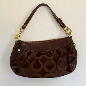Chocolate brown large C Coach shoulder bag